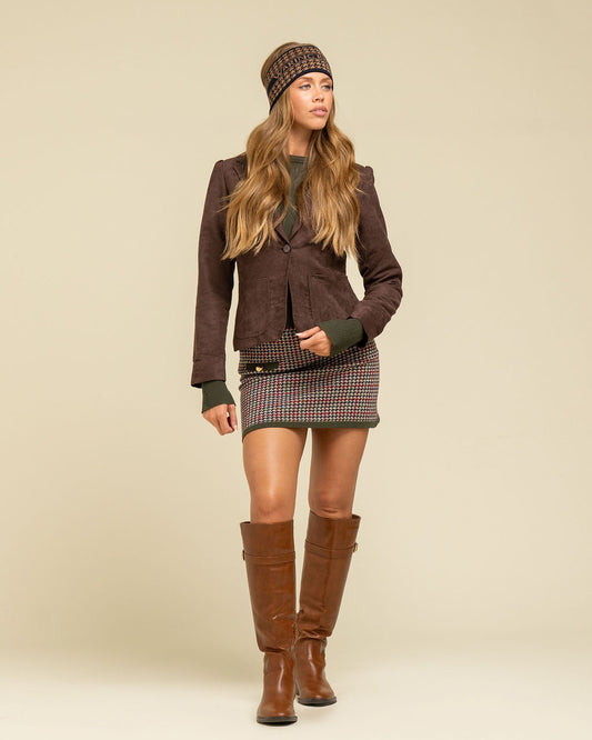 Signature Houndstooth Headband - Navy/Tan