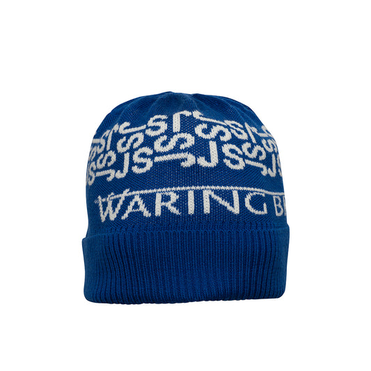 Ski-Style Monogram Pattern Hat Cobalt/White