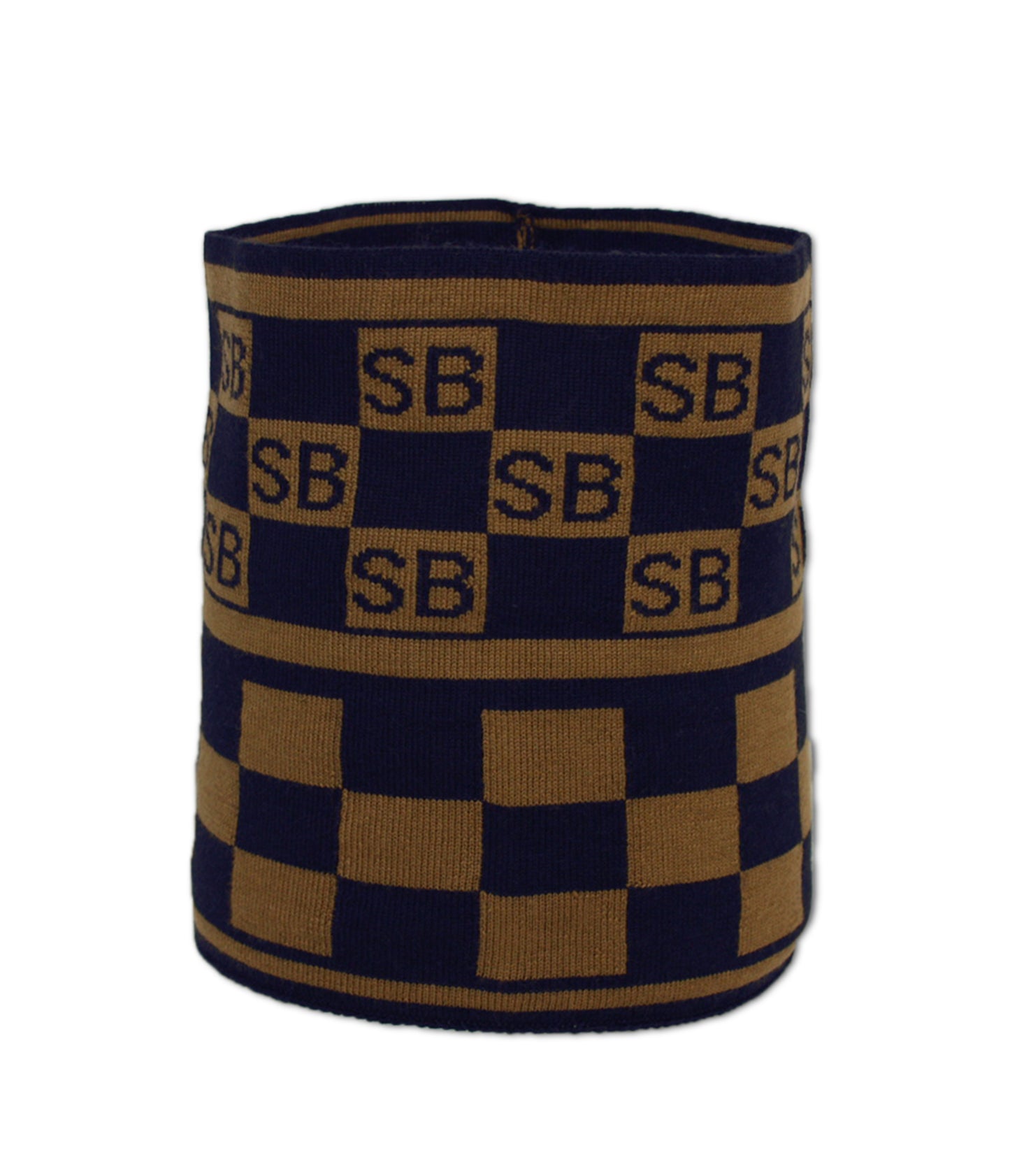 Squared Monogram Headband Navy/Tan