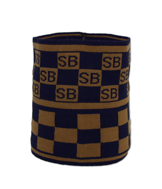 Squared Monogram Headband Navy/Tan