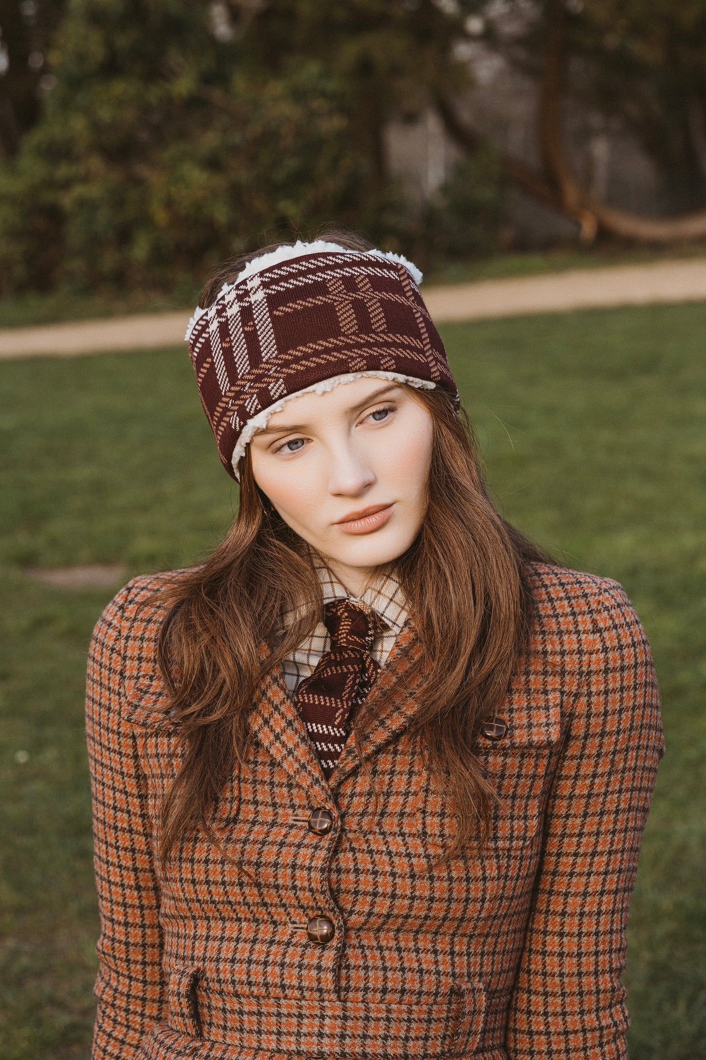 OUTLET: Highland Tartan Headband Burgundy