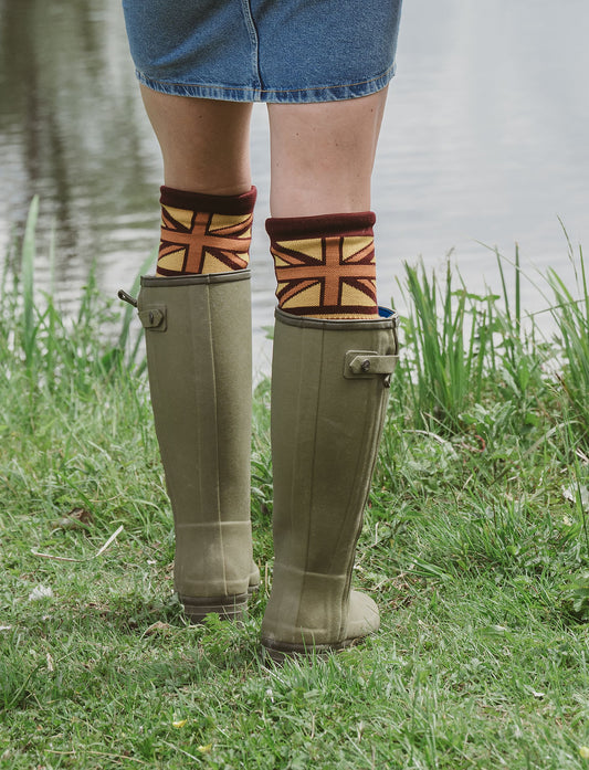 OUTLET: Union Jack Flag Personalised Boot Sock Plum