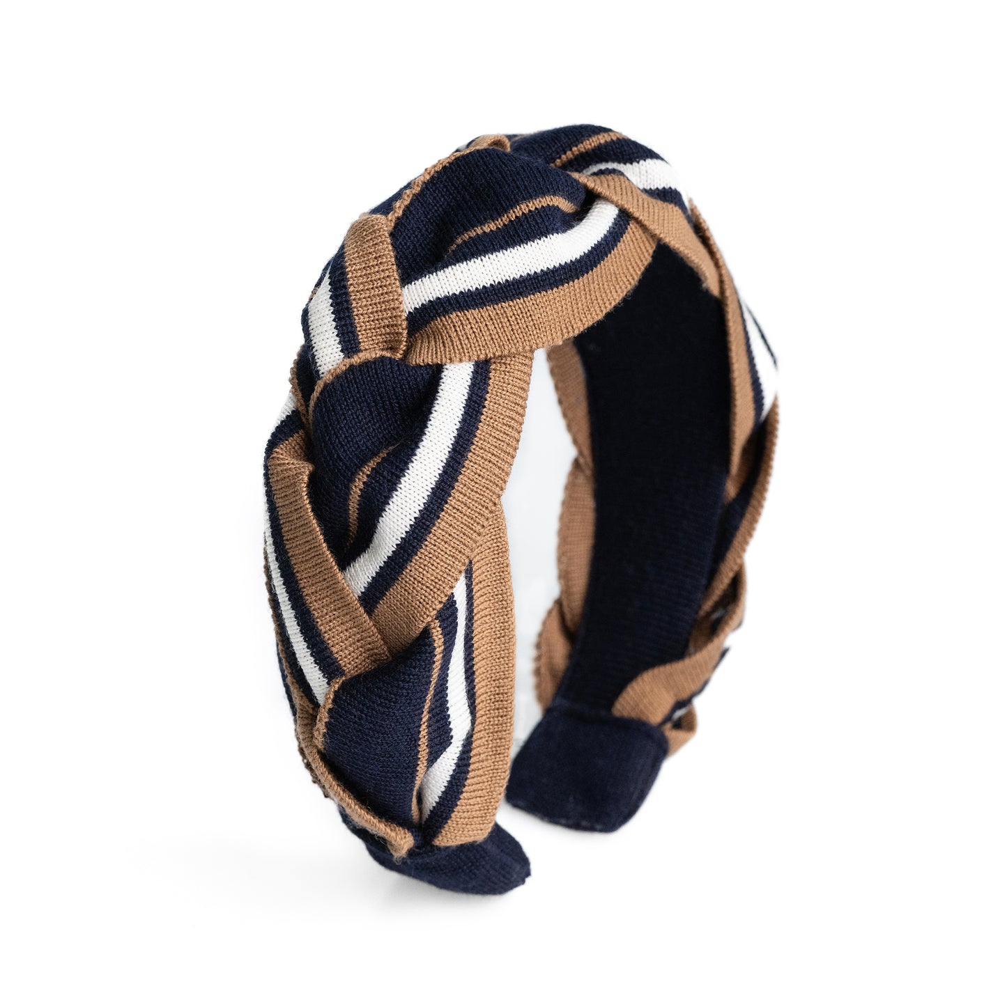 OUTLET: Amelia Plait Hairband-Navy/ Tan
