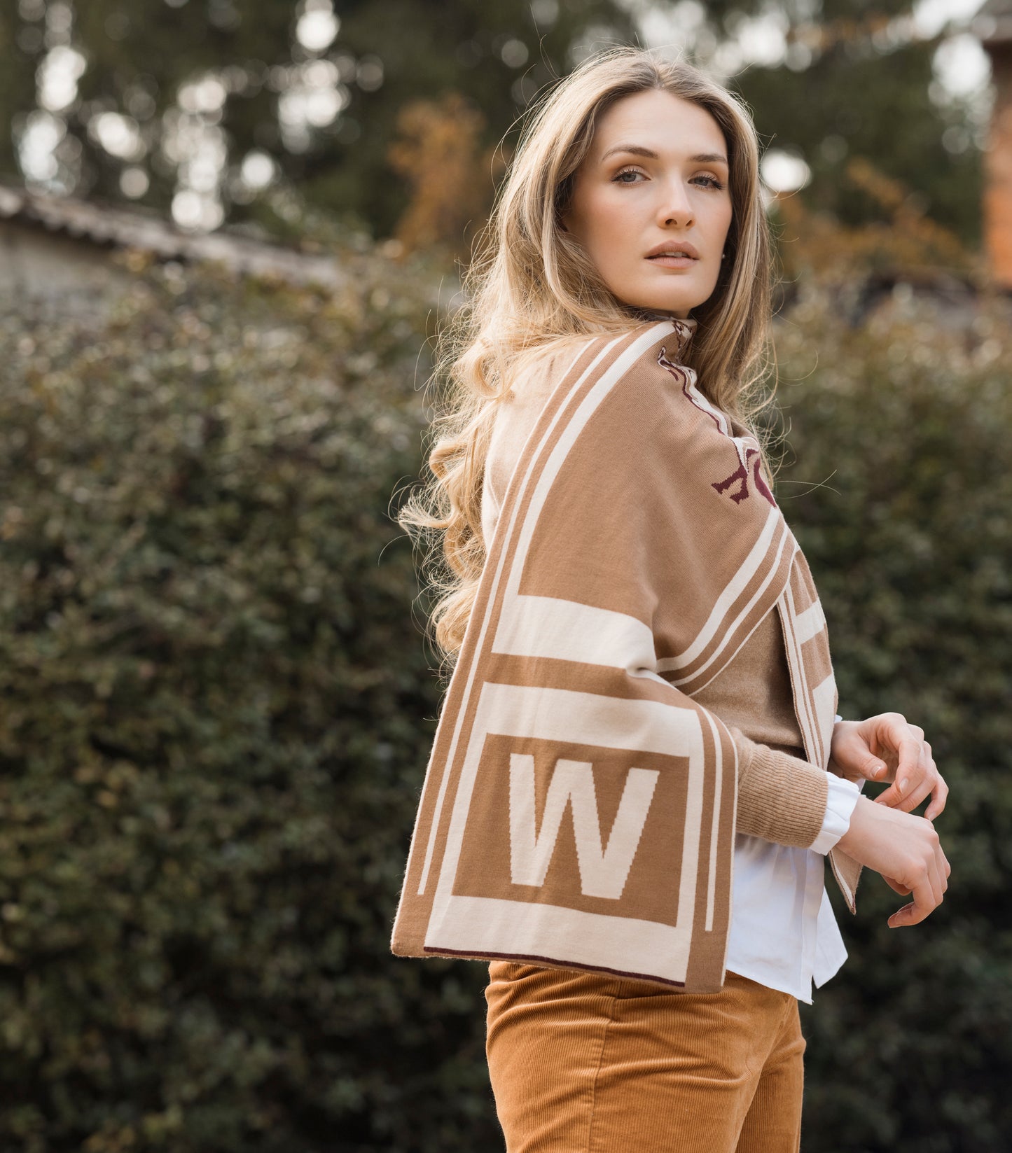 Personalised Stallion Monogram Scarf Navy/Tan