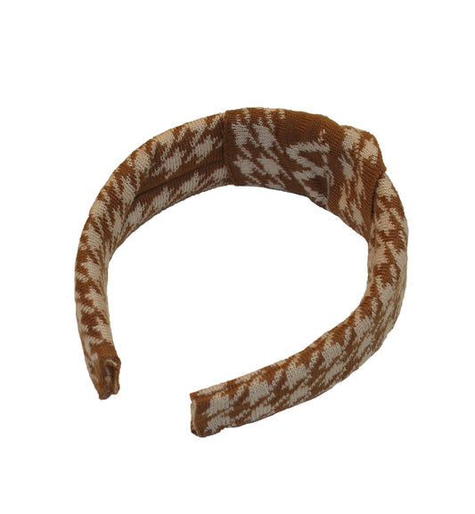 OUTLET: Houndstooth Hairband Tan/Taupe