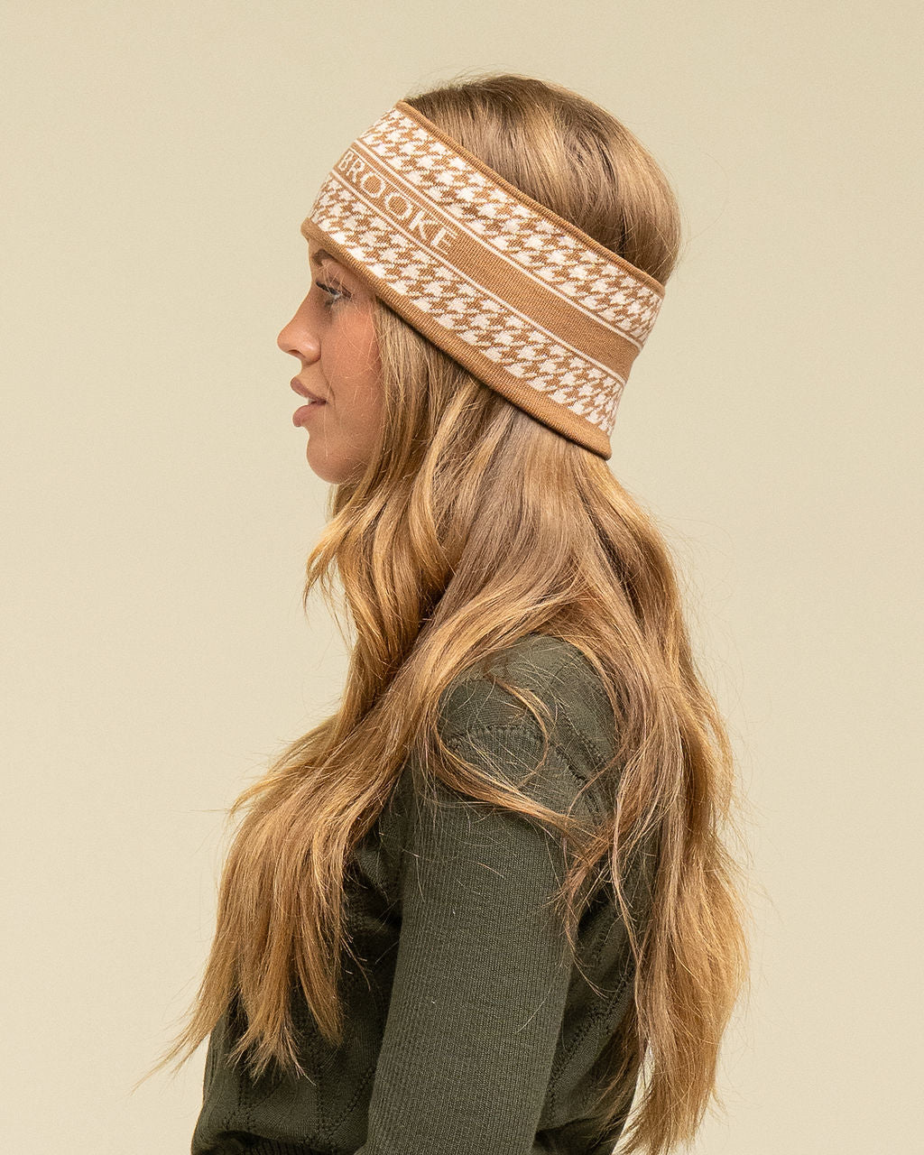 Signature Houndstooth Headband - Tan/Taupe