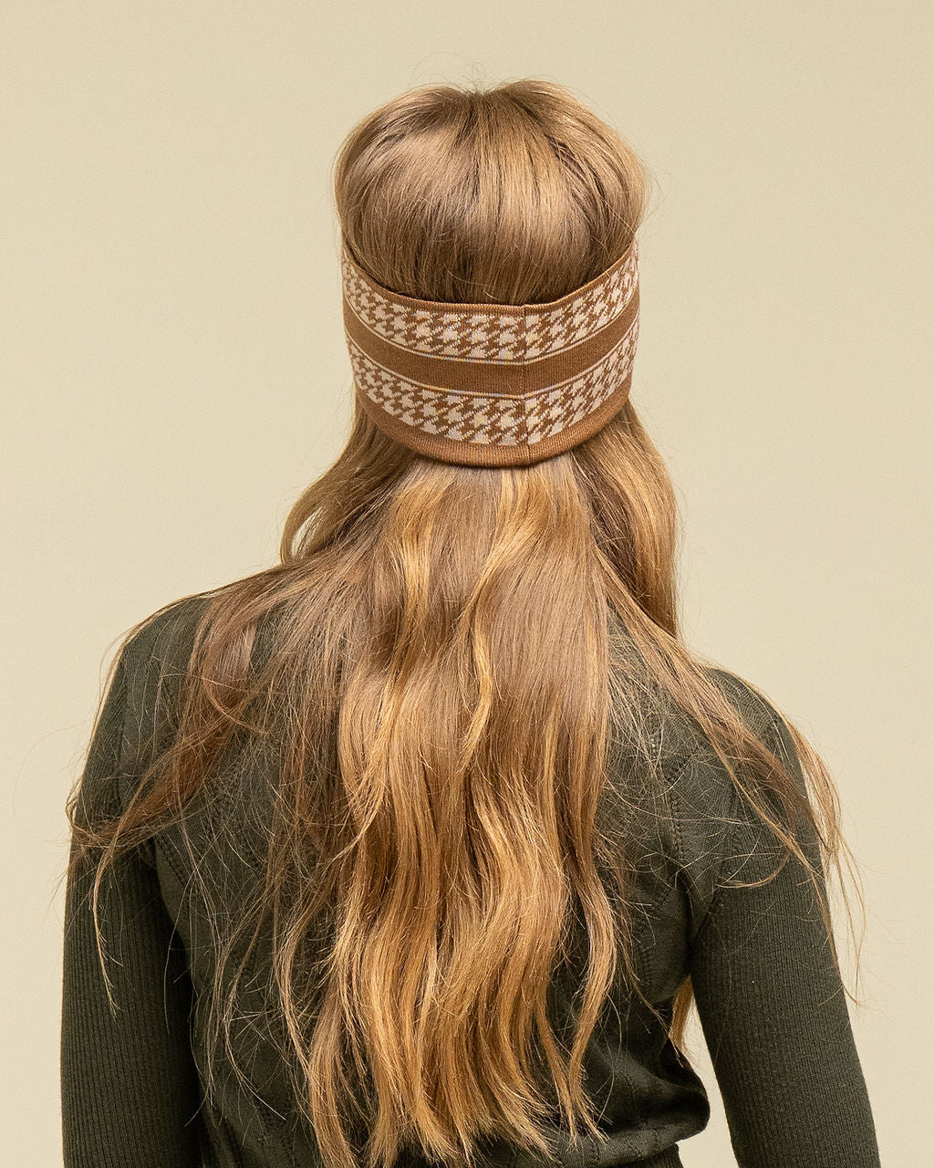Signature Houndstooth Headband - Tan/Taupe
