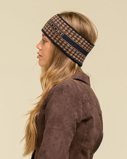 Signature Houndstooth Headband - Navy/Tan