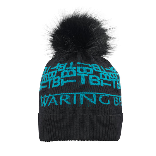 Ski-Style  Monogram Pattern Hat Black/Teal
