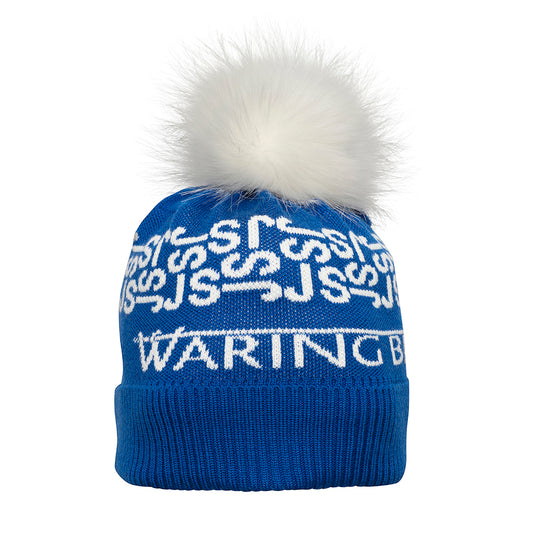 Ski-Style  Monogram Pattern Hat Cobalt/White