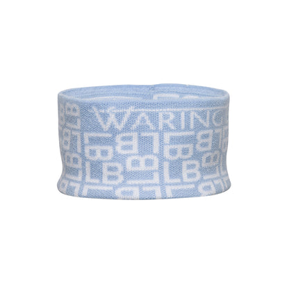 Ski-Style  Monogram Pattern Headband Baby Blue/White
