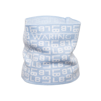 Ski-Style  Monogram Pattern Snood Baby Blue/White