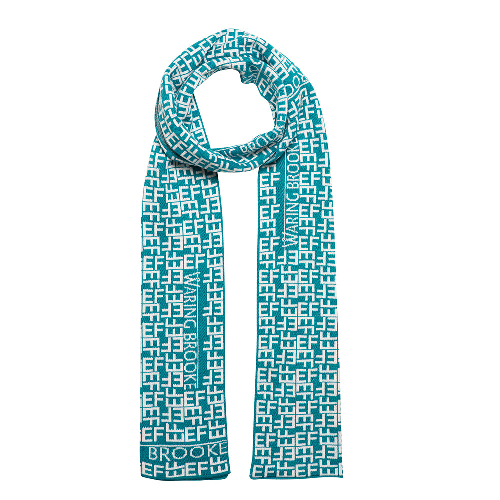 Ski-Style  Monogram Pattern Scarf Teal/White