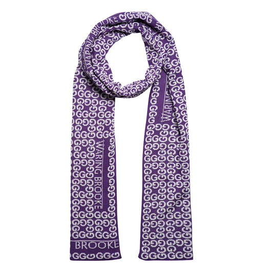 Ski-Style  Monogram Pattern Scarf Purple/White