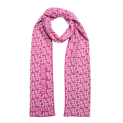 Ski-Style  Monogram Pattern Scarf Hot Pink/White