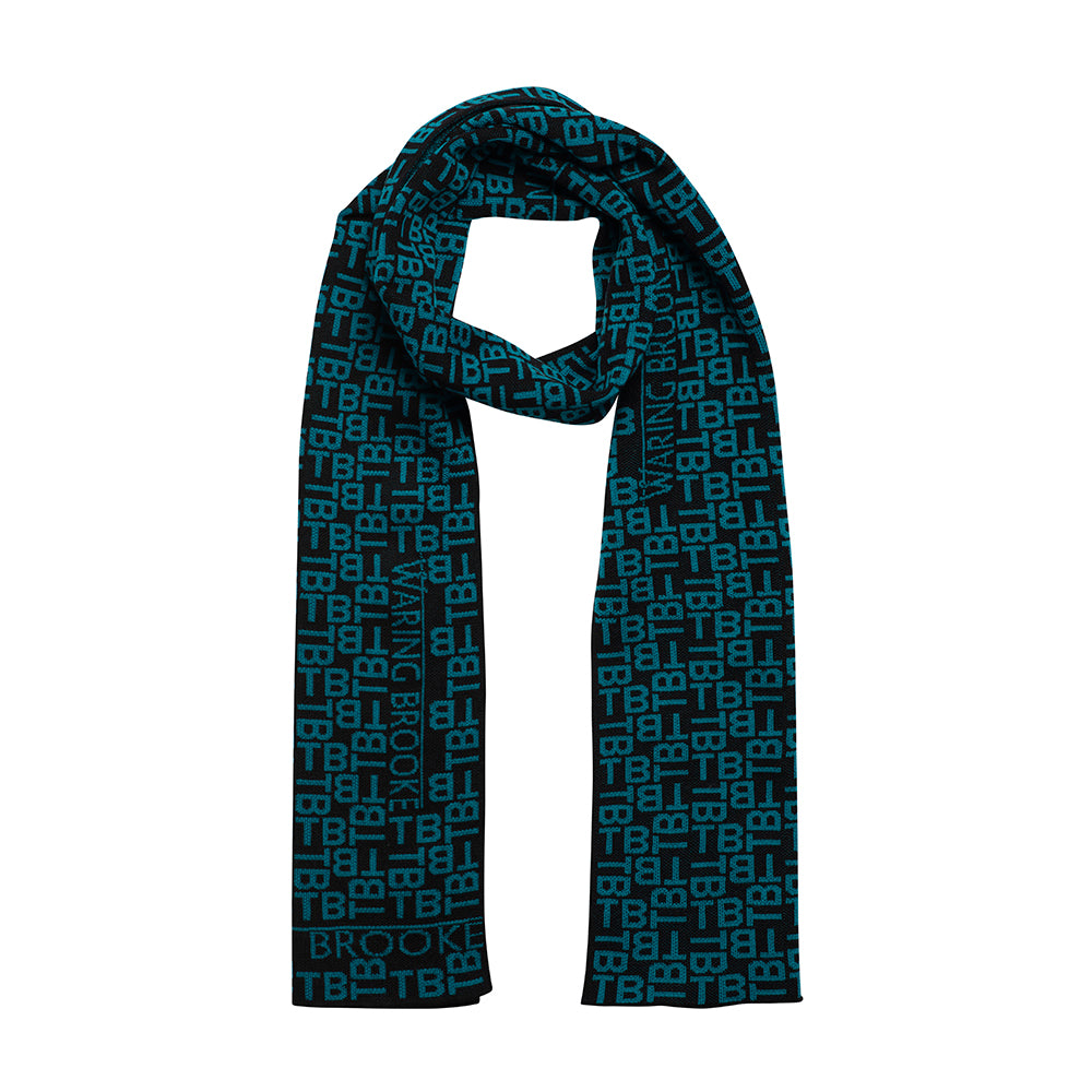 Ski-Style  Monogram Pattern Scarf Black/Teal