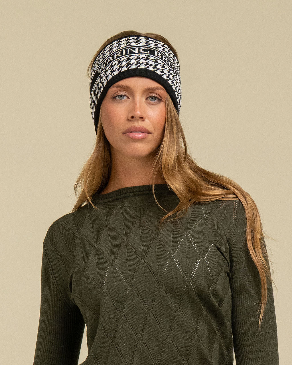 Signature Houndstooth Headband - Black/ White