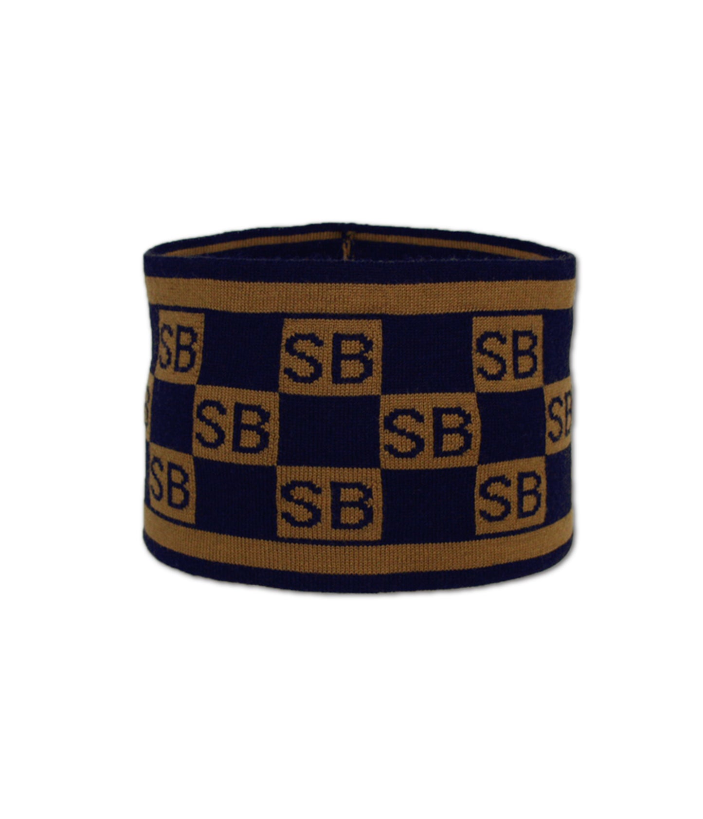 Squared Monogram Headband Navy/Tan