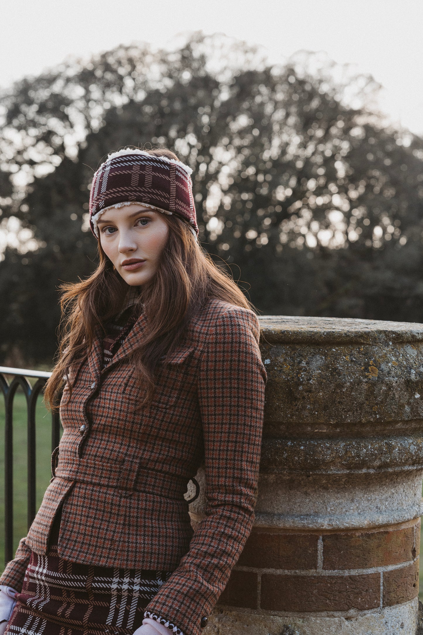 OUTLET: Highland Tartan Headband Burgundy