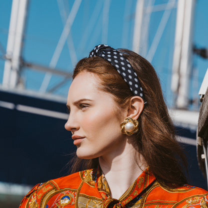 OUTLET: Polka Knot Hairband Gold/White