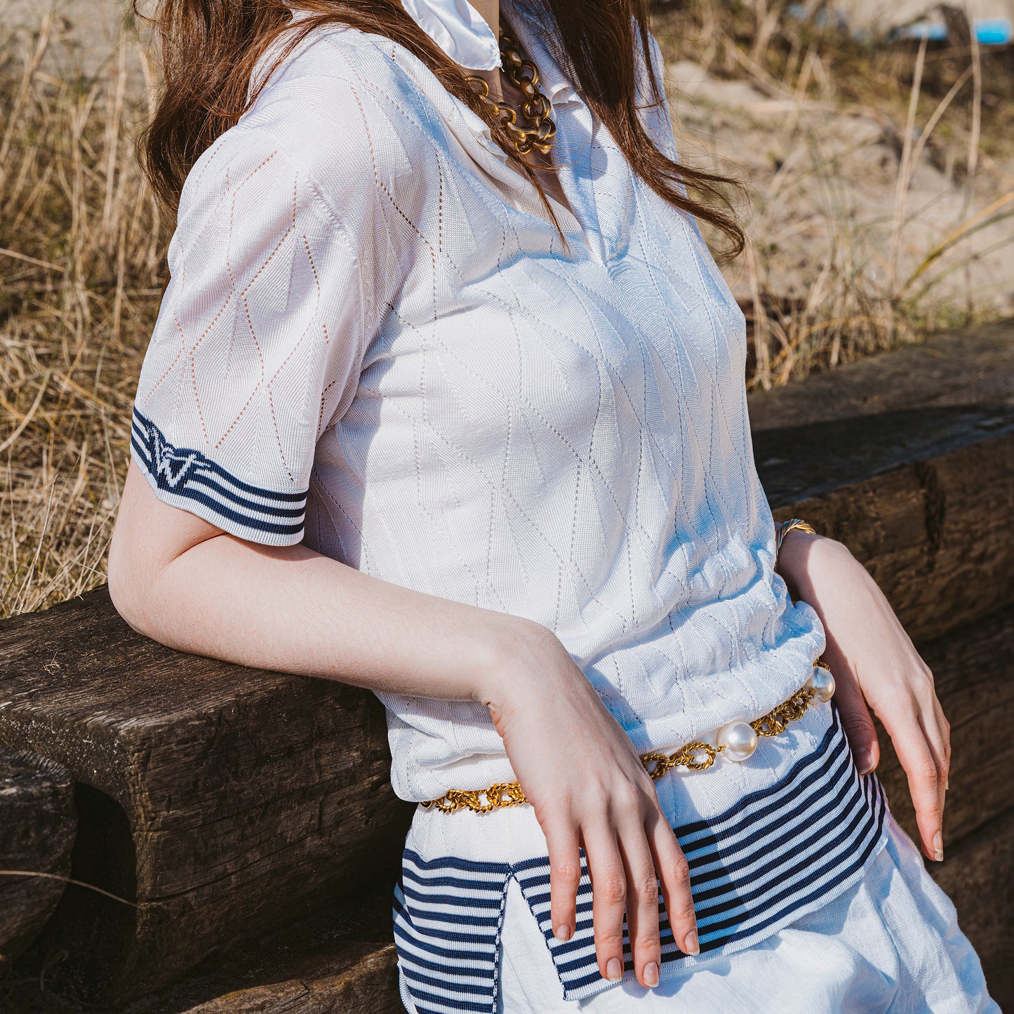 OUTLET: Diamond Polo Tee White