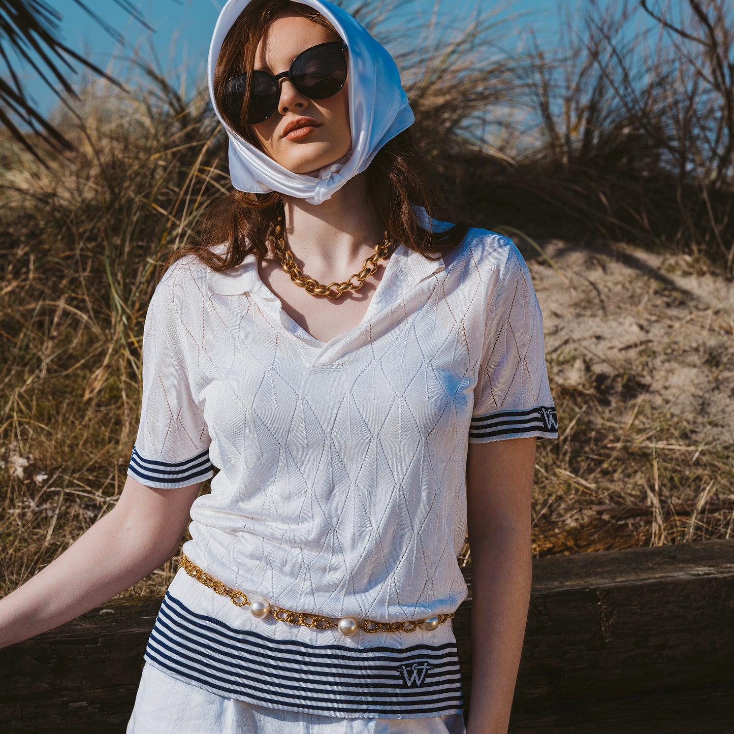 OUTLET: Diamond Polo Tee White