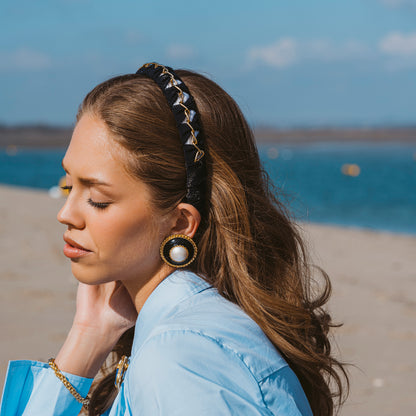 OUTLET: Twisted Chain Hairband Tan/White