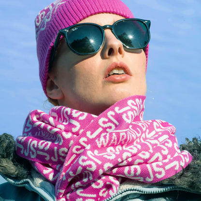 Ski-Style  Monogram Pattern Scarf Black/Teal
