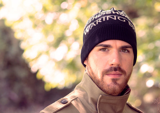 Personalised Beanie Hat Navy/Tan