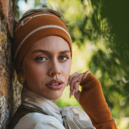Snaffle Headband / Snood Navy/Tan