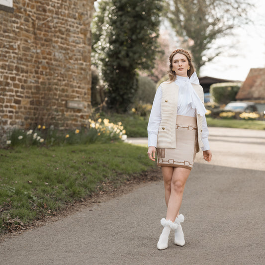Snaffle Skirt Navy/Tan