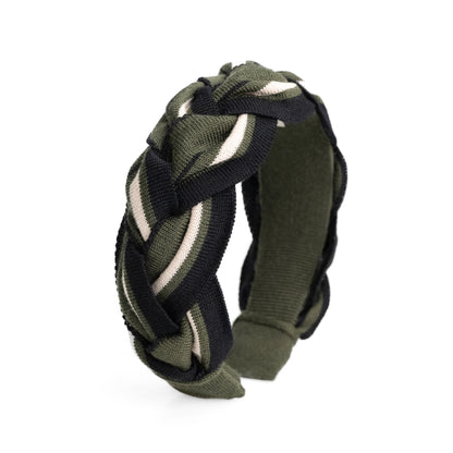 OUTLET: Amelia Plait Hairband-Olive/Black