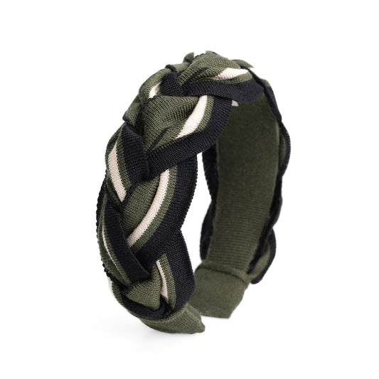 OUTLET: Amelia Plait Hairband-Olive/Black