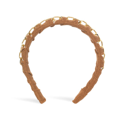 OUTLET: Twisted Chain Hairband Tan/White
