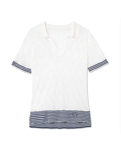 OUTLET: Diamond Polo Tee White