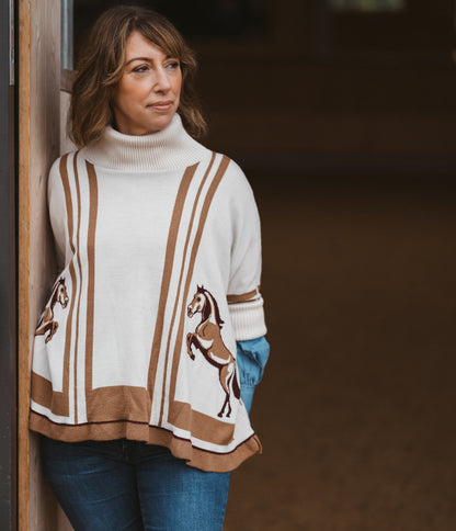 Signature Stallion Poncho Taupe/Tan