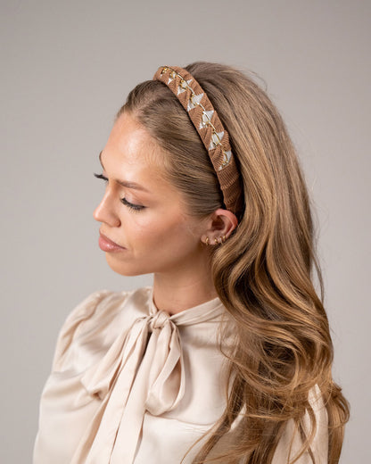 OUTLET: Twisted Chain Hairband Tan/White