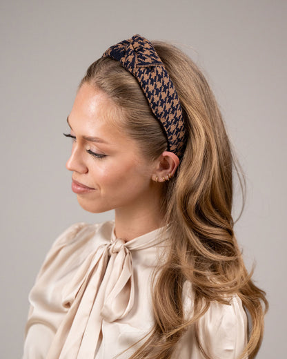 OUTLET: Houndstooth Hairband Navy/Tan