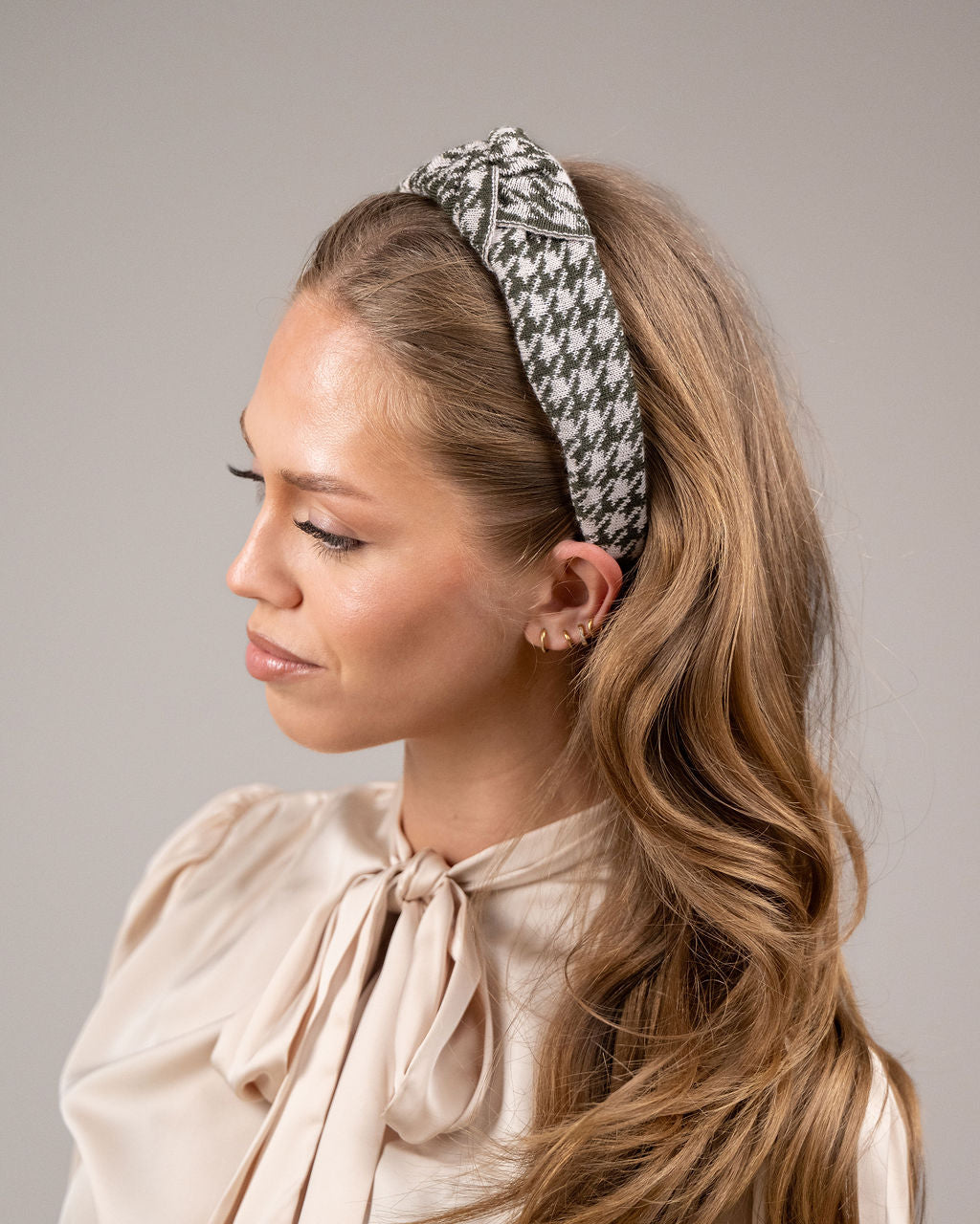 OUTLET: Houndstooth Hairband Olive