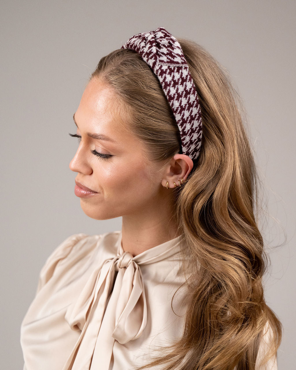 OUTLET: Houndstooth Hairband Plum