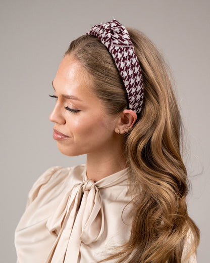 OUTLET: Houndstooth Hairband Plum