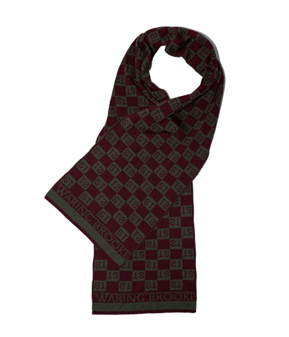Squared Monogram Scarf Plum/Olive