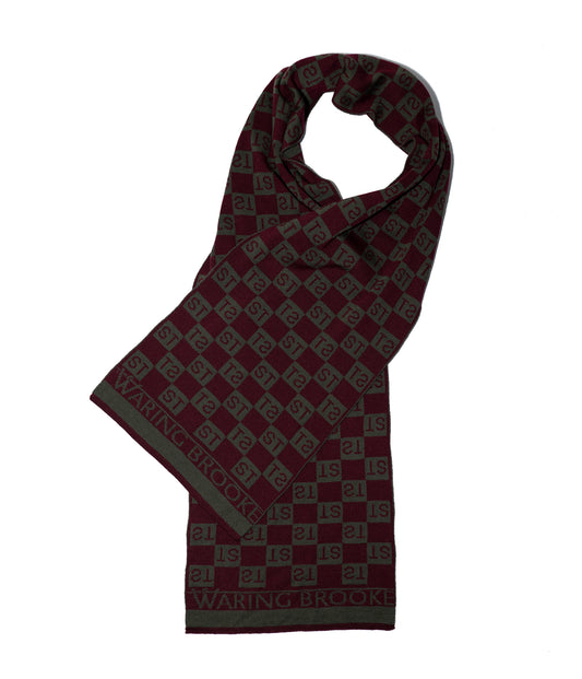 Squared Monogram Scarf Plum/Olive