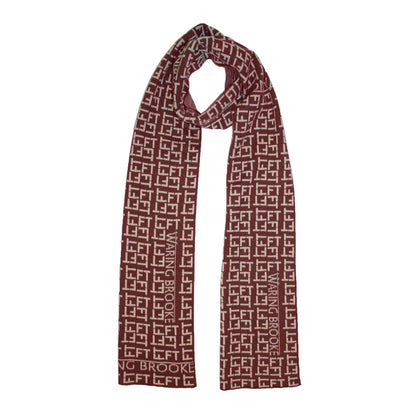 Personalised Monogram Pattern Scarf Plum/Taupe