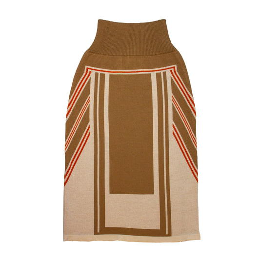 OUTLET: Eclipse Longer Length Pencil Skirt Taupe/Tan/Orange