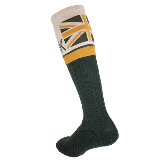 Union Jack Flag Personalised Boot Sock Green/Mustard